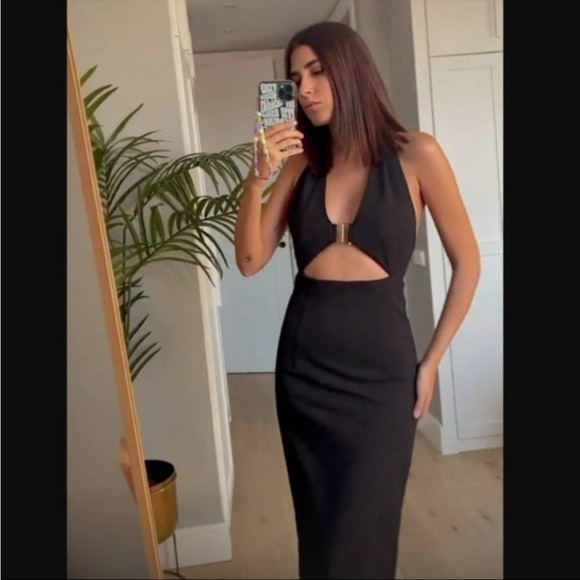 Zara cut out halter black dress size L - Picture 4 of 9